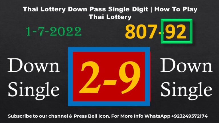 Thai Lottery Down Pass Single Digit | How To Play Thai Lottery 1-7-2022