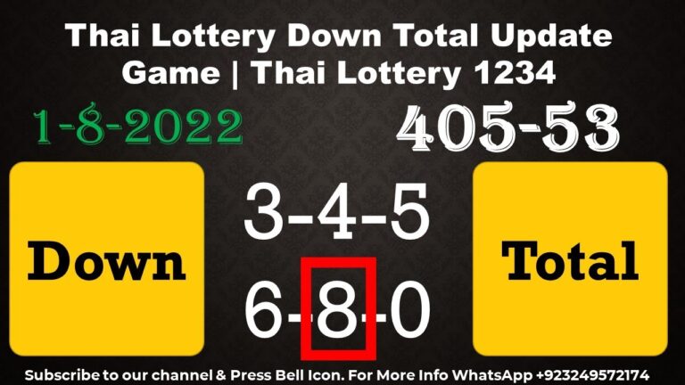 Thai Lottery Down Total Update Game | Thai Lottery 1234 1-8-2022