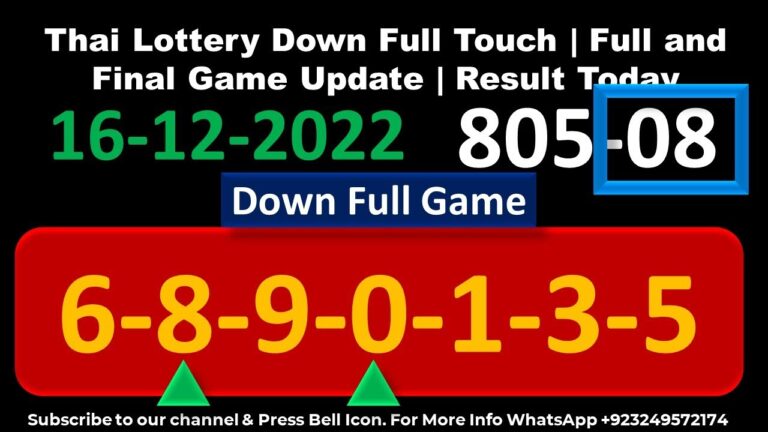 Thai Lottery Down Full Touch | Full and Final Game Update | Result Today 16-12-2022