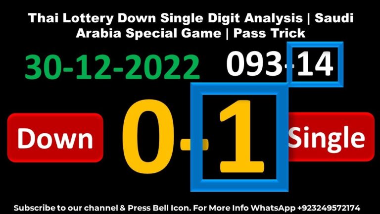Thai Lottery Down Single Digit Analysis | Saudi Arabia Special Game | Pass Trick 30-12-2022